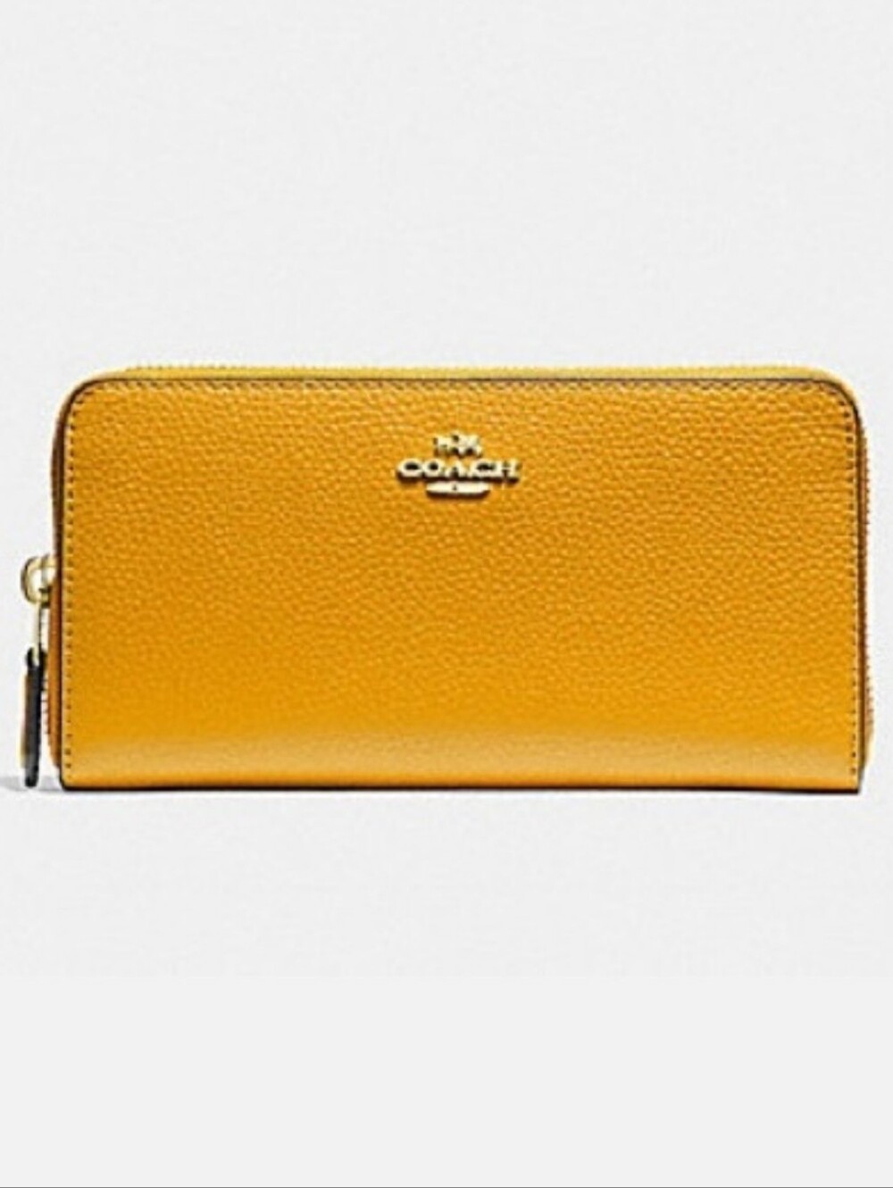 Coach Accordion Zip Wallet In Buttercup Pebbled Leather NWT